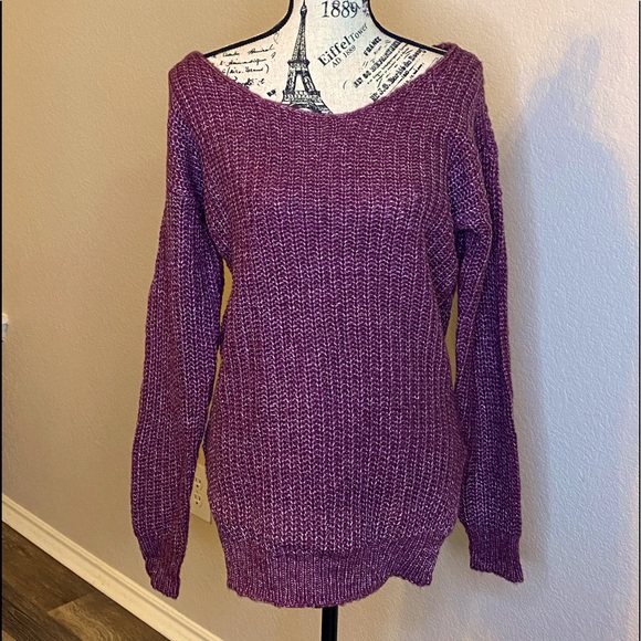 NWT Entro Magenta Scoop Neck Oversized Sweater - Size Small - Picture 1 of 6